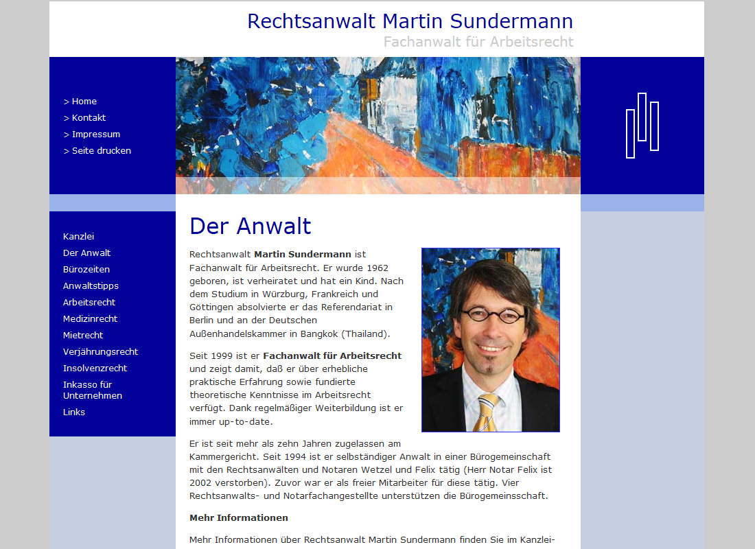 Webseite für Rechtsanwalt Martin Sundermann